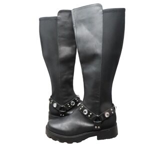 Karl Lagerfeld Paris Milla Embellished‎ Rhinestone 8.5 Leather Tall Riding Boots